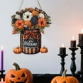 thumbnail image 5 of Japceit Pumpkin Welcome Sign, Wooden Hanging Decoration for Halloween Festival, Rustic Porch, Door, Wall Decor for Seasonal, Themed Party Setup, 5 of 5