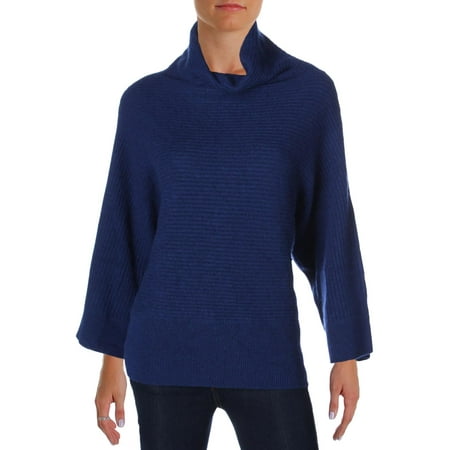 Magaschoni Womens Cashmere Ribbed Pullover Sweater Navy XS