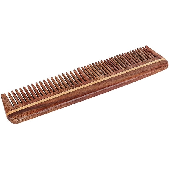 SVATV HANDCRAFTED ROSEWOOD COMB FOR DETANGLING HAIR FOR THICK, CURLY AND WAVY HAIR, NON-STATIC AND ECO-FRIENDLY WITH WIDE TOOTH FOR GROOMING HAIR COMB - (S-79A)