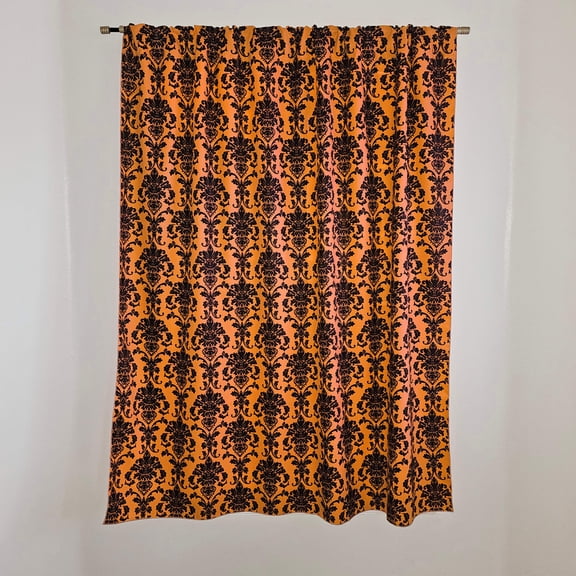 Poplin Damask Print Polyester Window Curtain 58 Inch Wide Orange