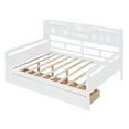 thumbnail image 5 of AENKYO Full Size Wooden Daybed Bed Frame with 2 Storage Drawers and Headboard Shelf, Solid Wood Sofa Bed, White, 5 of 8