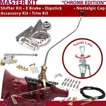 American Shifter 4L80E Shifter Kit Chrome 23 in. Swan E Brake Cable Clamp Clevis Trim Kit Dipstick for DE70F