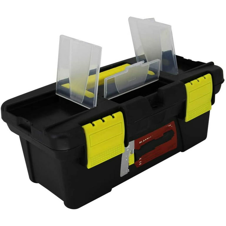 Tool Box, Plastic Tool Box with Removable Tool Tray,Organizer and Storage  for Tools,Parts,Toys 