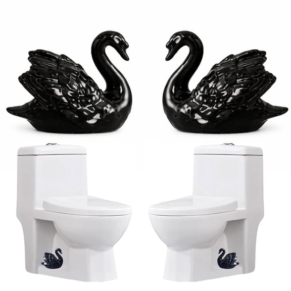 2PCS Toilet Swan Bolt Caps Decorative Elegant Swan Ceramic Decorative Toilet Bolt Covers Caps, Toilet Bolt Covers Decorative Animals for Bathroom