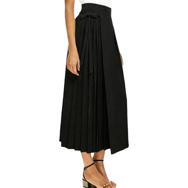 Pantalones de Mujer Traje Elegante Bowknot Asimétrico Plisado Alto de Cintura Ancha de Pierna Ligera de Gasa de las Mujeres Pantalones Casuales para las Fechas de Uso Diario