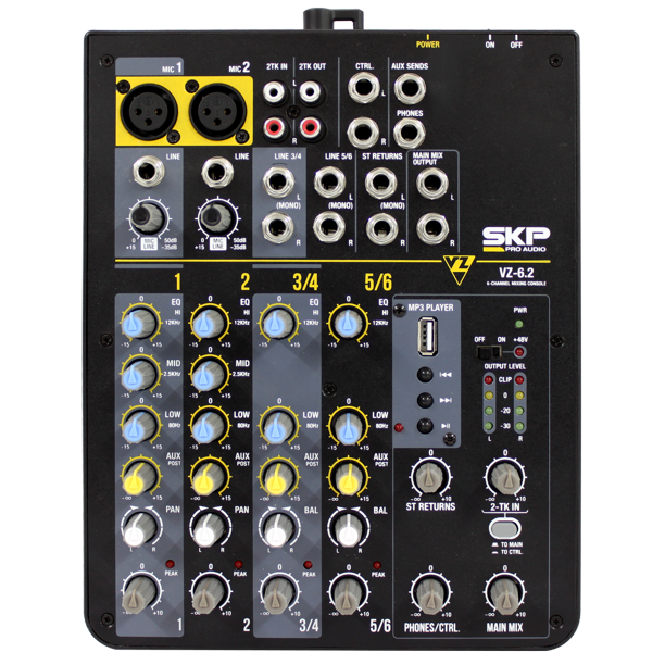 SKP PRO Audio VZ6.2 Mixing and Recording Console up to 6 channels USB