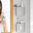 thumbnail image 4 of 2 Packs Wall Mount Toothbrush Holder for Bathroom, Shower, Tooth Brush Holder for Electric Toothbrush, Toothpaste, Razor, Self Adhesive Wallmount / Countertop Organizer(2 white, 4 of 5