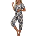 thumbnail image 3 of MINTREUS Women's Pajama Sets Short Sleeve Shirt and Capri Soft Pajama Sets with Pockets M-4XL, 3 of 6