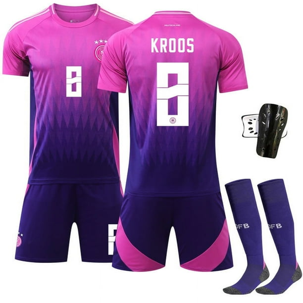 2024 Copa de Europa Alemania Camiseta de fútbol visitante No. 10 Musiala 13 Muller Jersey Uniforme de equipo para adultos para niños VeranoTalla 8+calcetines+protectores de piernas