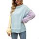 thumbnail image 1 of Mujer cuello redondo suéter empalmado moda color bloqueo transpirable suéter femenino suéter azul S, 1 of 7