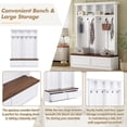 thumbnail image 5 of 4-in-1 Hall Tree with Bench and Drawers, 56'' Wide Entryway Bench with Coat Rack, 6 Black Hooks and Open Shelves for Hallway, Living Room, White, 5 of 8