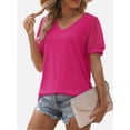 thumbnail image 4 of Womens Casual V Neck T Shirts Swiss Dotted Puffy Sheer Short Sleeve Blouses, 4 of 5