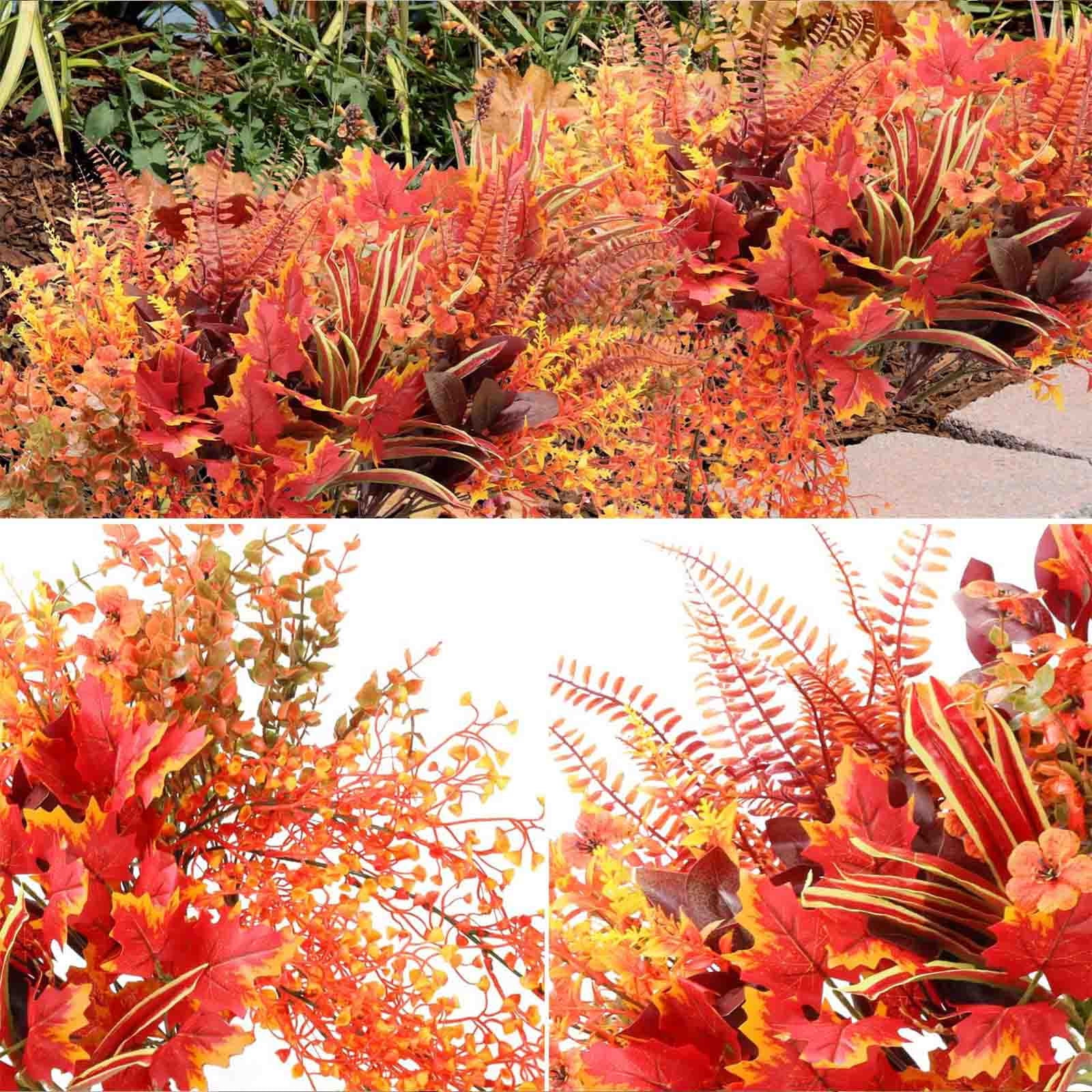 Xuniizn Artificial Fall Flowers Bouquet for Decoration, 15Pcs Fall Fake Silk Flower Arrangements Fall Decorations for Home Indoor Office Wedding Bride Bouquets Tables Centerpieces Fall Decor