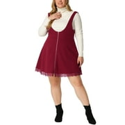 MODA NOVA Juniors Plus Size A-Line Zipper Lace Hem Suspender Skater Skirt