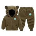 thumbnail image 2 of Fesfesfes Childrens Fleece Hooded Jacket and Pants 2 Piece Set Boys Girls Fall Winter Outfit Soft Warm Casual Playwear Kids Coordinated Set Toddler Homewear Cold Weather Clothes(Coffee,2 Years), 2 of 5