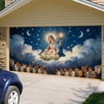 thumbnail image 5 of LLDYYDS Large Festive Holiday Garage Door Welcome Banner Outdoor Featuring Santa Sleigh Reindeer Snowman Design for Front Porch Yard Celebration, 5 of 6