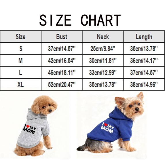 Whyan Dog Hoodie for Small Medium Dog Boy Girls, Pet Pullover Sweatshirt with Letter I Love My Mom and Leash Hole, Soft Spring Fall Sweater Chihuahua Yorkie Cat Apparel(Green M)