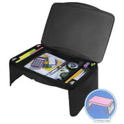 Folding Lap Desk, Laptop Desk, Breakfast Table, Bed Table, Serving Tray - The lapdesk Contains Extra Storage Space and dividers & Folds Very Easy, Great for Kids, Adults, Boys, Girls, (Black)