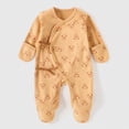 thumbnail image 2 of KPOPLK Newborn Baby Boys Girls Onesie Pajamas Soft Coton Tie Side Footie Pjs Bodysuit Infant Sleeper Baby Sleep Gown with Mittens Size 3-6 Months, 2 of 6