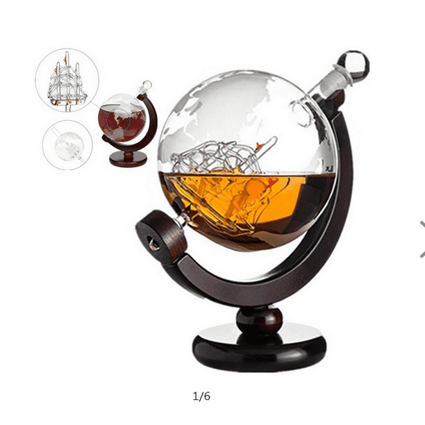 Verre Décanteur Globe Liqueur Décanteur Cadeau Bouteille de Whisky de Grande Capacité Spiritueux, Vin Décanteur 850ml