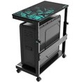 thumbnail image 2 of EUREKA ERGONOMIC Height Adjustable Computer Tower Stand, 2-Tier ATX-Case CPU Holder Cart Under Desk Mobile PC Laptop Standing Table Home Office Gaming Accessories w/ Rolling Wheels & Mouse Pad, Black, 2 of 15