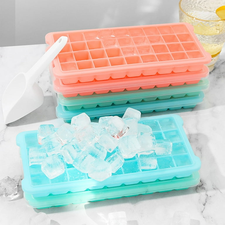 Xmmswdla Thin Ice Cube Trays24/36 Ice Trays with Lids Stackable Silicone Ice Trays for Easy Release Ice Cube Molds Blue, Size: 36cells