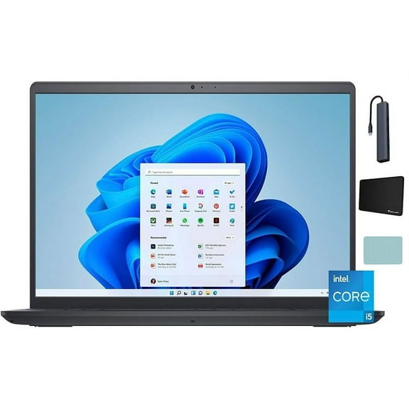 Dell Inspiron Laptop, 15.6" FHD IPS Touchscreen, Intel Core i5-1155G7, 8GB DDR4 RAM, 512GB SSD, Wi-Fi, Bluetooth, Windows 11 Home, Carbon Black with Accessories