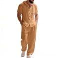 thumbnail image 6 of Mrmaere Men's Collared Button Down Shirt and Pants Set Short Sleeve 2 Piece Multi Pockets Durable for Work Outdoor Orange XL, 6 of 9