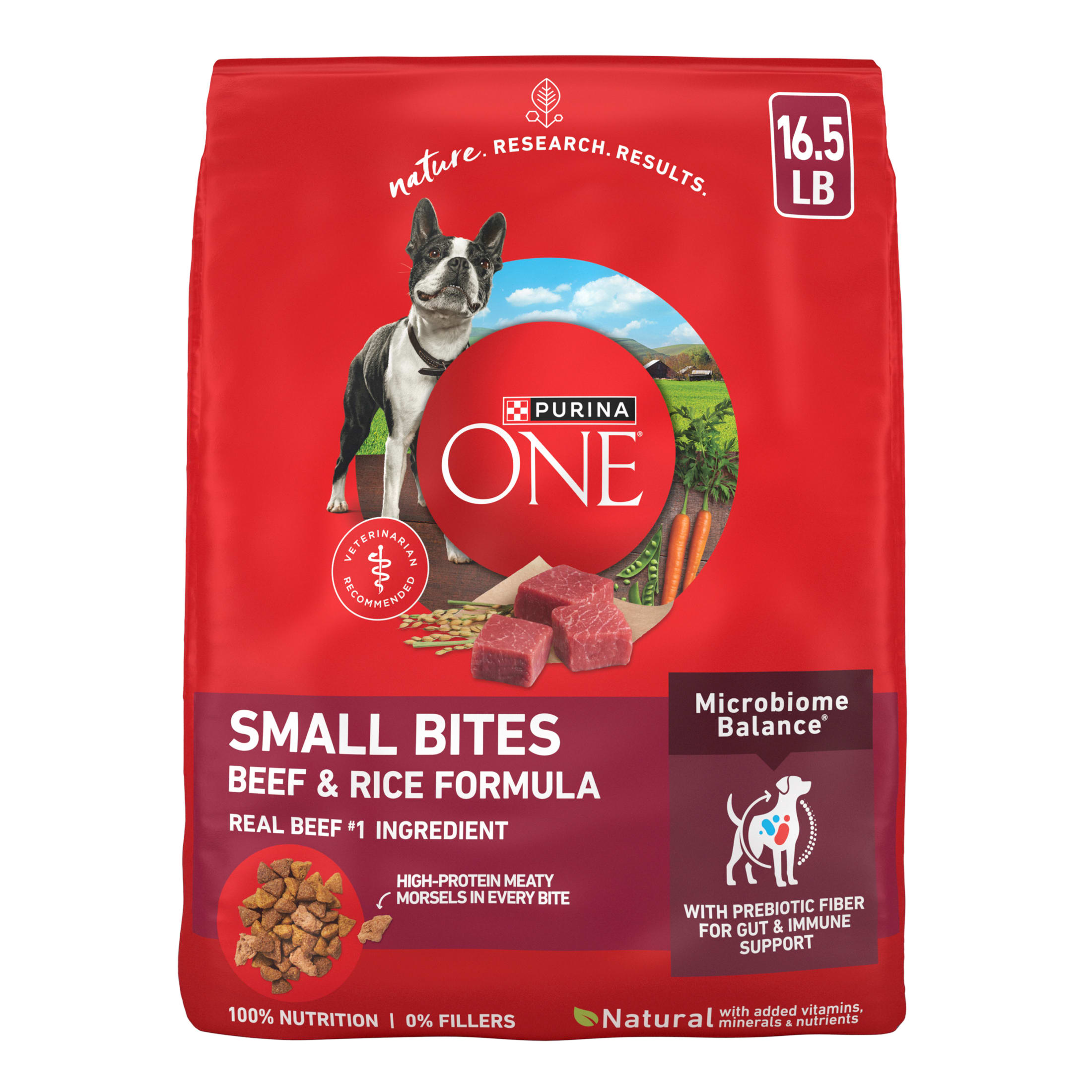 Purina ONE Small Bites Dry Dog Food for Adult Dogs with Added Vitamins & Minerals, High Protein Beef & Rice, 16.5 lb Bag