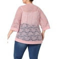 thumbnail image 3 of Agnes Orinda Women's Plus Size Valentines Day Lace Crochet Cardigan Casual 3/4 Sleeves Sheer Lightweight Summer Cover Up 2X Pink, 3 of 6