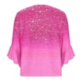thumbnail image 4 of Viluyesy Women's 3/4 Sleeves T-Shirt V-Neck Shirt Tops Loose Blouse Hot Pink Size M, 4 of 5