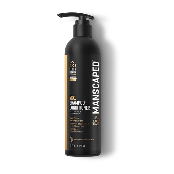 MANSCAPED® 2 In 1 Shampoo & Conditioner, Infused with Sea Kelp, Coconut Water, Aloe for Nourishing and Hydrating Hair, Refined® Scent, (16 oz)