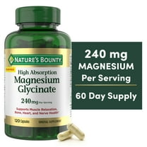 Nature's Bounty High Absorption Magnesium Glycinate Supplements, 240mg, Supports Muscle Relaxation, Bone Heart and Nerve Health, 120 Capsules