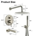 thumbnail image 4 of Boyel Living Shower System 10 in Wall Mount Rainfall Shower Head with Handheld Shower and Bathtub Tub Spout,3-function Bathroom Round Shower Combo Set ,Shower Set Tub Faucet in Brushed Nickle, 4 of 10