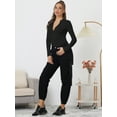 thumbnail image 5 of Unique Bargains Women's Casual Stand Neck Long Sleeve Slimming Zip Front Bodysuit M Black, 5 of 6