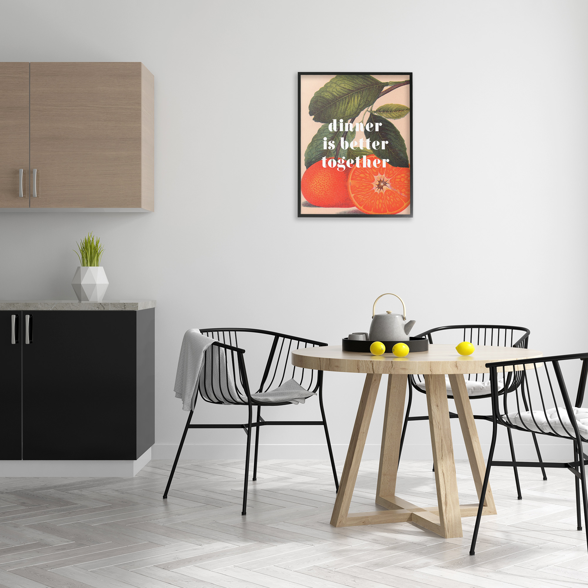 Stupell Industries Dinner Better Together Food & Beverage Painting Black Framed Art Print Wall Art, 24 x 30