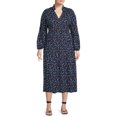 thumbnail image 2 of Terra & Sky Women's Plus Size Long Sleeve Printed Peasant Midi Dress, 2 of 5