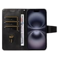 thumbnail image 5 of Allytechgroup Case for Apple iPhone 16 Plus, Flip Stand Embossed PU Leather Wallet Cover with Cash Pockets/Credit Card Slots/Wrist Strap Lanyard/Magnetic Clasp Kickstand Soft TPU Back Shell, Black, 5 of 15