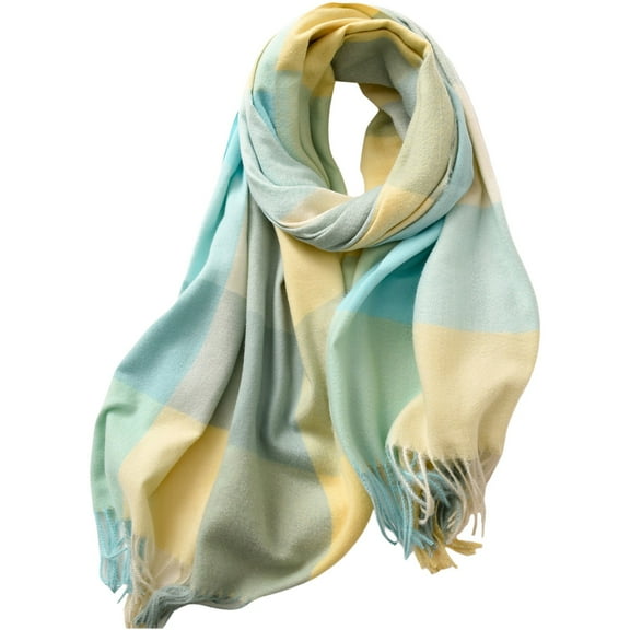 HJYCHN Womens Long Plaid Blanket Scarf Winter Warm Shawl Wrap Soft Tartan Fashion Accessory Mint Green One Size