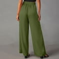 thumbnail image 5 of aohooy Cargo Pants Ladies Elastic Waist Solid Wide Leg Pant Pull On Lightweight Loose Trousers with Multi Pockets Army Green,L, 5 of 8