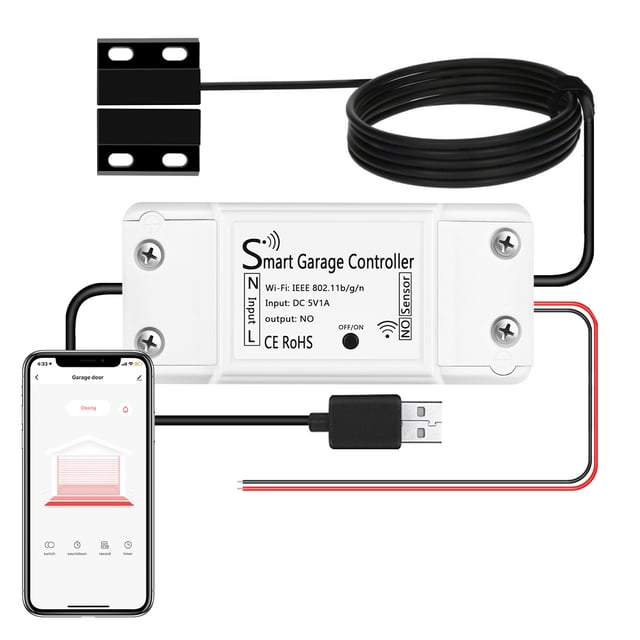 Amdohai Tuya WiFi Garage Door Opener Intelligent Remote Controller Sensor Support APP Voice Controller Compatible with Alexa Google Home