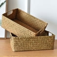 thumbnail image 3 of Cesta de almacenamiento rectangular Cesta de acabado Cesta tejida de bambú Cesta de adornos de almacenamiento Cesta tejida de paja Cesta de ratán Cesta de bambú, 3 of 6