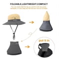 thumbnail image 4 of Foldable Buckle Hat for Women Sun Hat Outdoor UV Protection Wide Brim Ponytail Cap Packable Summer Beach Hat Adjustable Floppy Hat for Fishing Hiking Gardening [Khaki], 4 of 7
