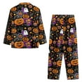 thumbnail image 3 of DISNIMO Pumpkin Cat Printed Pajama for Women 2 Piece Long Sleeve Top and Long Pants Sets Casual Loose Sleepwear Halloween Button Down Loungewear Nightwear, XS, 3 of 7