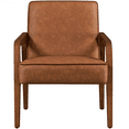 thumbnail image 3 of Renwick Mid-Century Modern Upholstered Faux Leather Armchair, Light Brown, 3 of 9