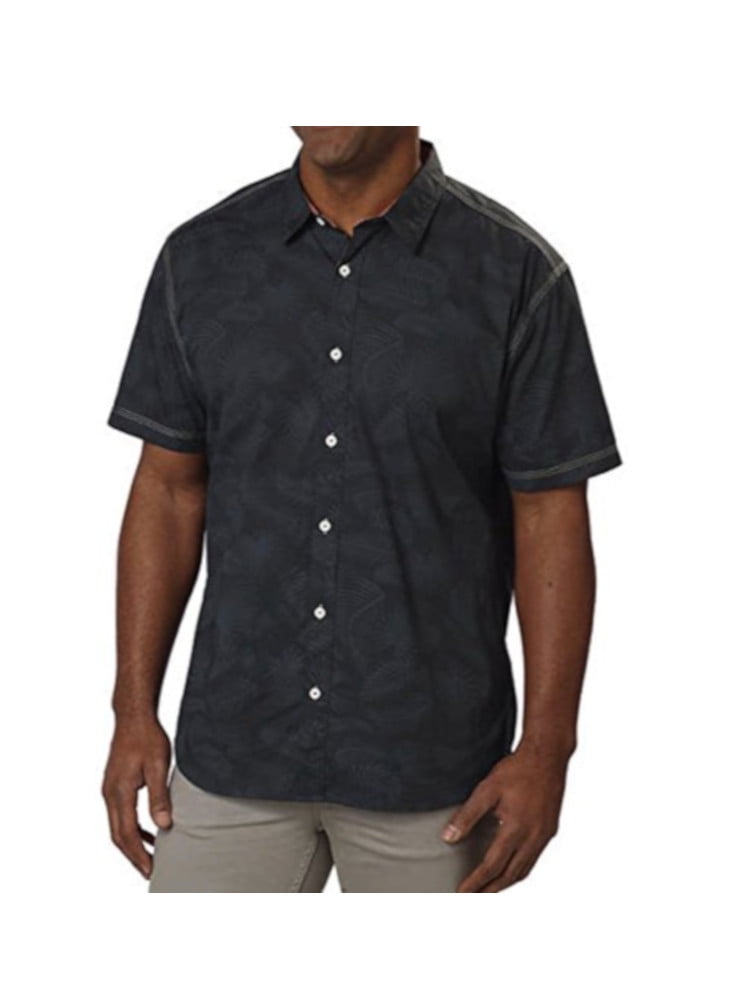 Cypress Club Men's Size Large Short Sleeve Woven Shirt, Charcoal Bamboo ...