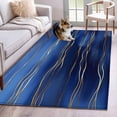 thumbnail image 3 of Abstract Golden Area&nbsp;Rug 4x6ft Water Ripple Dark Blue Sea Modern Art Non-Slip&nbsp;Washable Square&nbsp;Rugs Soft Felt Indoor Floor Mat for Bedroom Kitchen Living Room Bathroom, 3 of 9