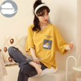 thumbnail image 1 of Conjunto de Pijama grande de manga corta para Mujer, ropa de dormir de punto con puntos de oso de dibujos animados, de algodón, elegante, 5XL, 1 of 4