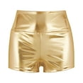 thumbnail image 4 of YONGHS Women's Hot Pants Shiny Metallic Boyshort High Waist Dance Mini Micro Booty Shorts Gold XX-Large, 4 of 7