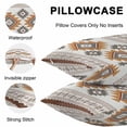 thumbnail image 5 of Throw Pillow Covers 24x24 Inch Set of 2, Southwest Geometric Waterproof Outdoor Pillow Covers, Western Beige Grey Boho Vintage Wooden Decorative Cushion Pillowcases for Couch, Sofa, Bed, Patio, 5 of 9